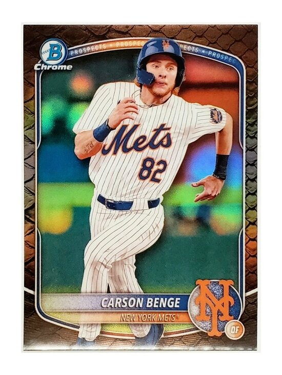 Bowman Other - CARSON BENGE ROOKIE "REPTILLIAN" REFRACTOR 2025 BOWMAN CHROME #BCP-108, METS